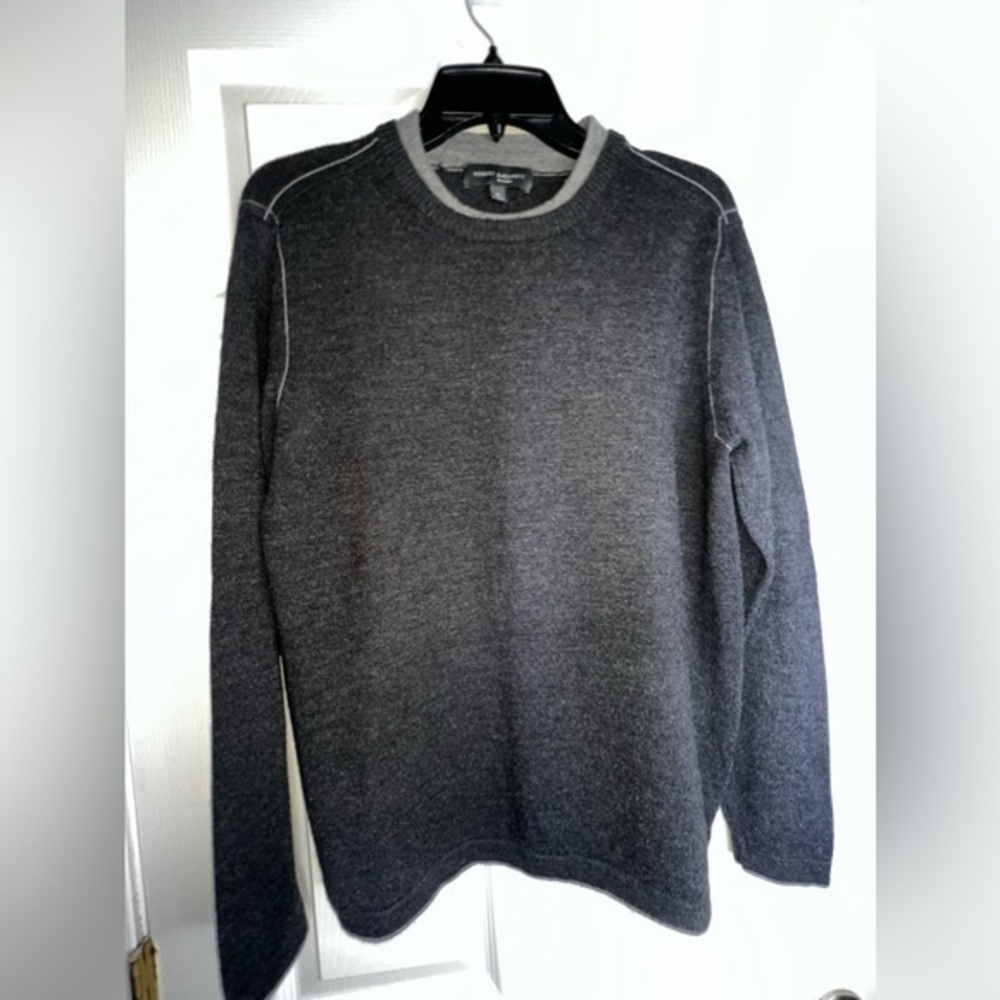 Robert Barakett Men’s Medium Gray 100% Merino Wool Crew Neck Pullover Sweater M - Picture 4 of 14